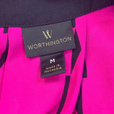 Worthington Womens Medium Notched V Neck Short Sleeve Career Blouse Top