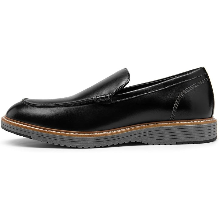 Bruno Marc Mens Size 12 Black Faux Leather Slip On Classic Loafers Formal Shoes