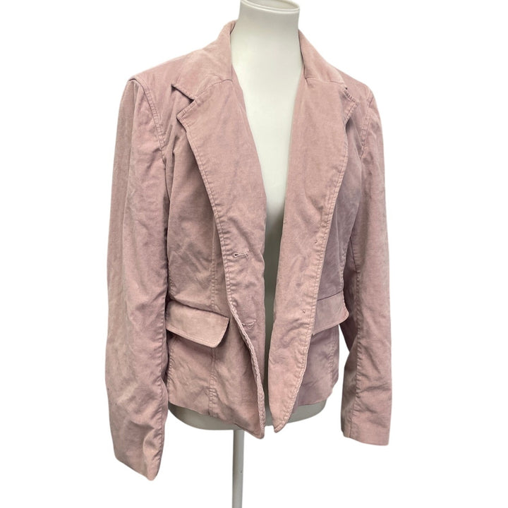 New Frontier Womens XL Corduroy Long Sleeve Button Up Lined Jacket w Pockets