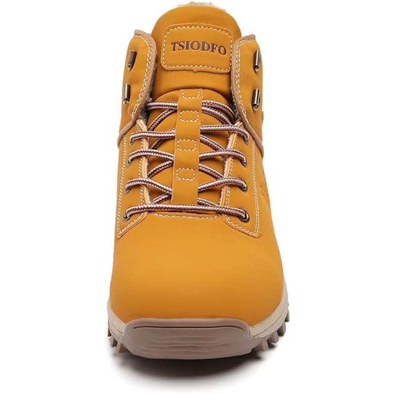 Tsiodfo Mens Size 12 Tan Yellow Lace Up High Top Winter Warm Hiking Boots Shoes