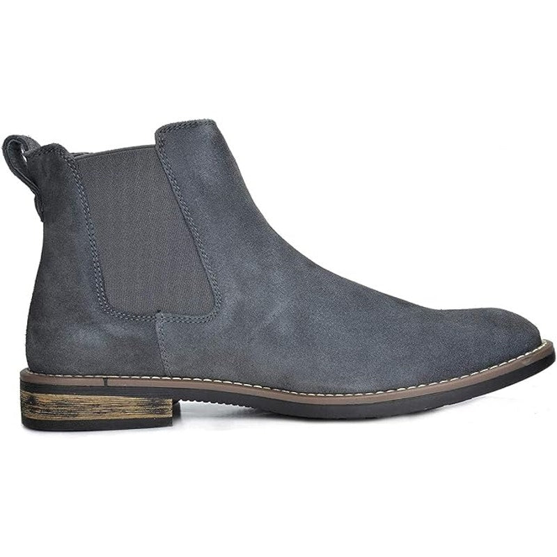 Bruno Marc Mens Size 9 Gray Faux Suede Elastic Slide On Chelsea Ankle Boots