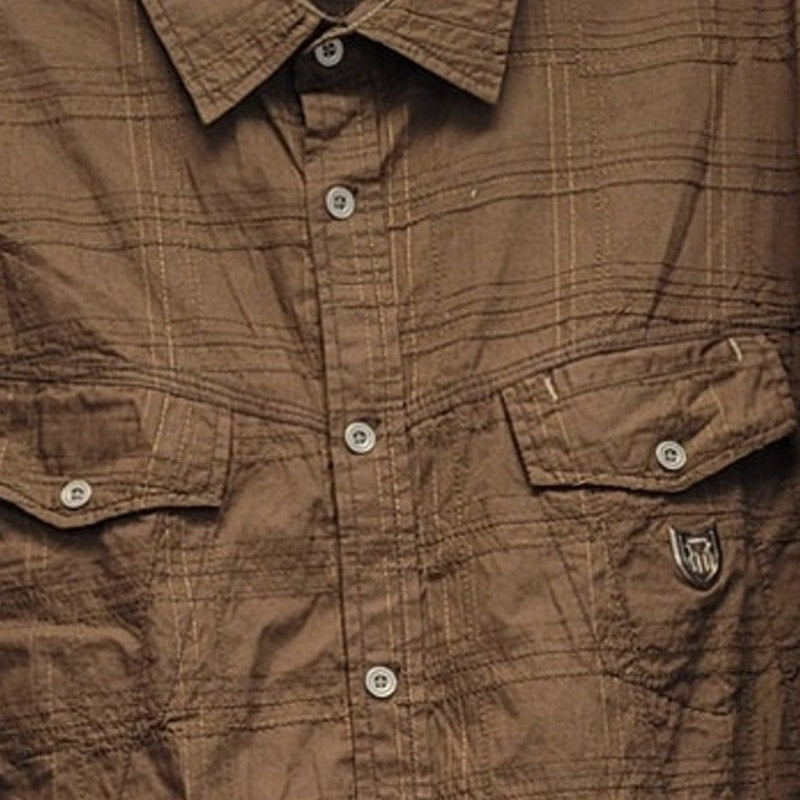 Francois Girbaud Mens 2XL 100% Cotton Grid Plaid Long Sleeve Button Up Shirt