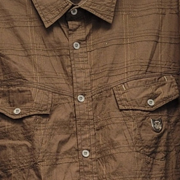 Francois Girbaud Mens 2XL 100% Cotton Grid Plaid Long Sleeve Button Up Shirt