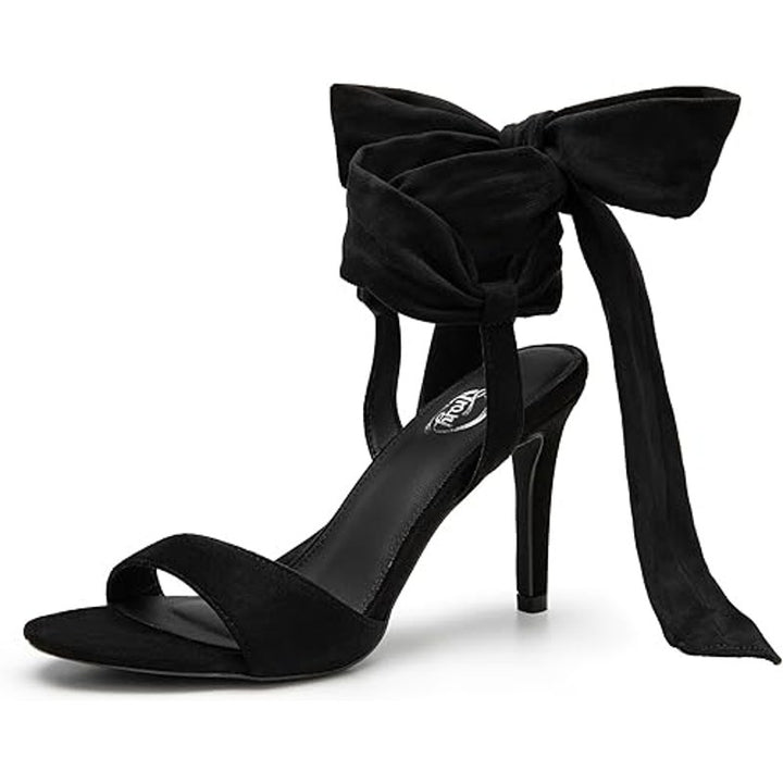 Trary Womens Size 10 Black Soft Tie Lace Up 3.5" Inch Open Toe Heels Shoes