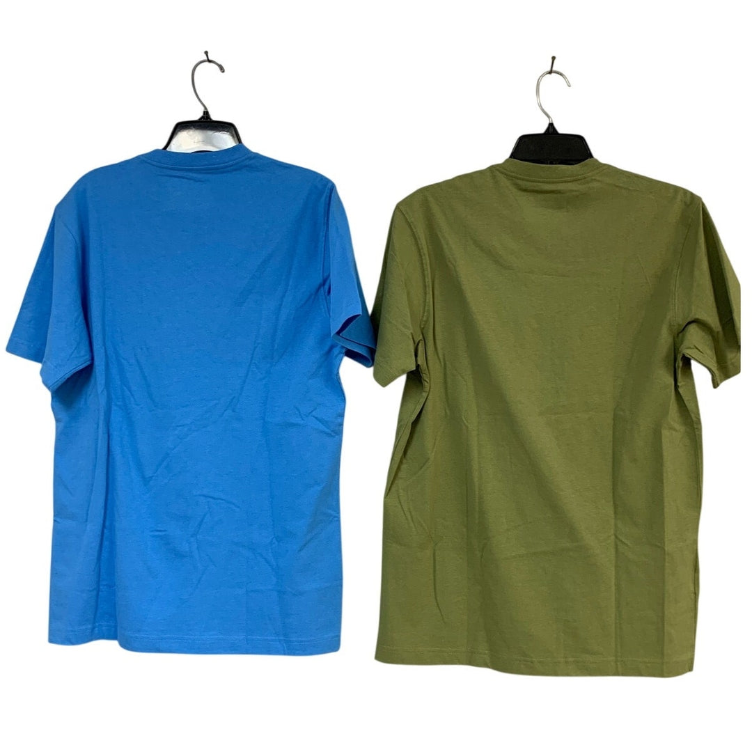 2 New Eddie Bauer Mens Small Olive Blue Classic Short Sleeve Cotton Tee Shirts