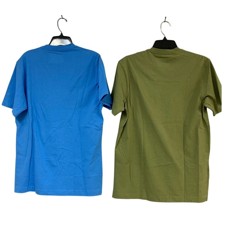 2 New Eddie Bauer Mens Small Olive Blue Classic Short Sleeve Cotton Tee Shirts