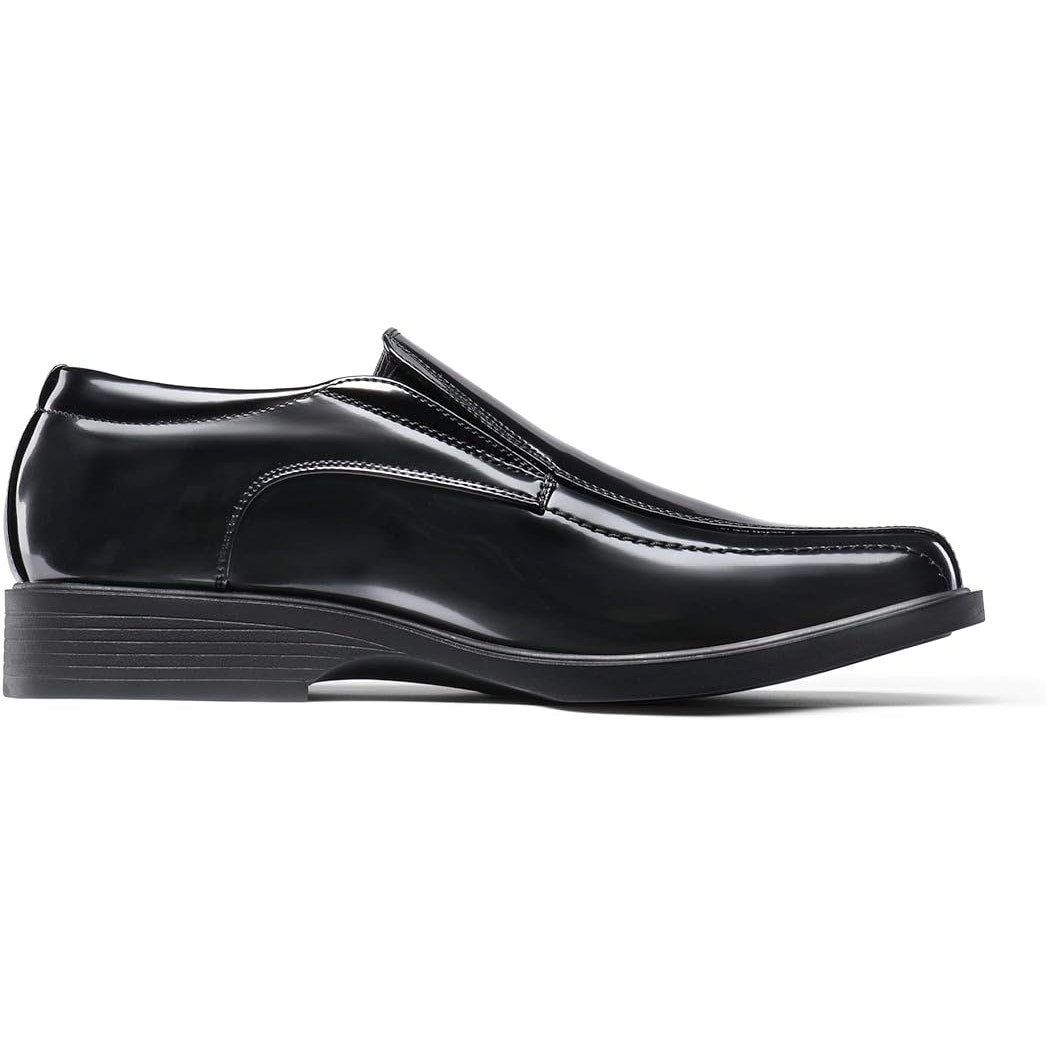 New Bruno Marc Mens Size 8 Shiny Black Square Toe Dress Loafers Formal Shoes