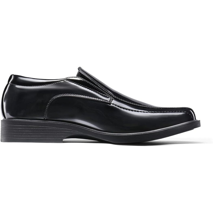 New Bruno Marc Mens Size 8 Shiny Black Square Toe Dress Loafers Formal Shoes