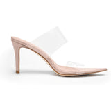 Vivianly Womens Size 10 Clear Strap Pointed Toe 3.5" Stiletto Heel Sandal Shoes