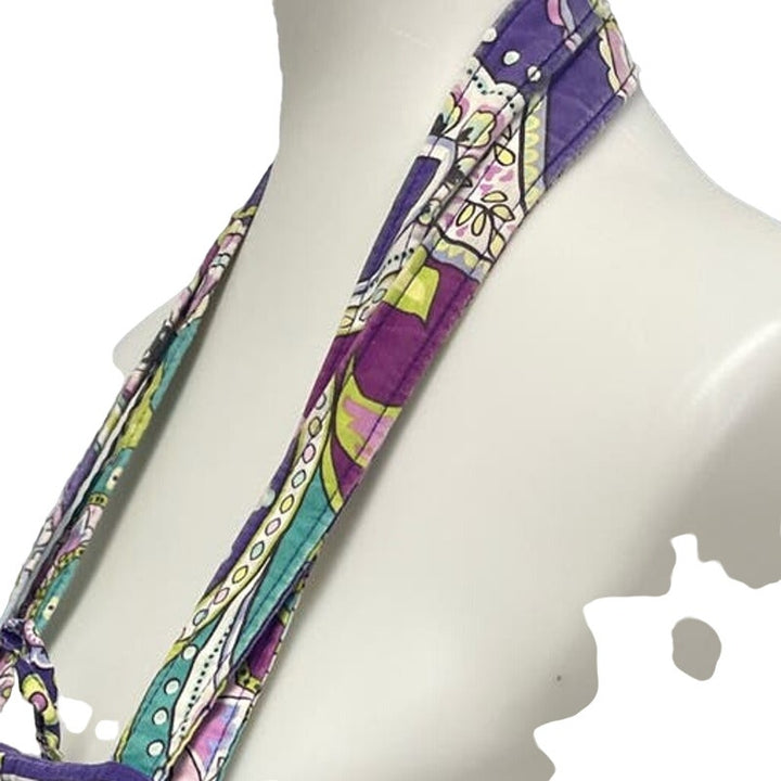 Vera Bradley Purple Blue Floral Quilted Fabric Handbag Purse Tote Bag