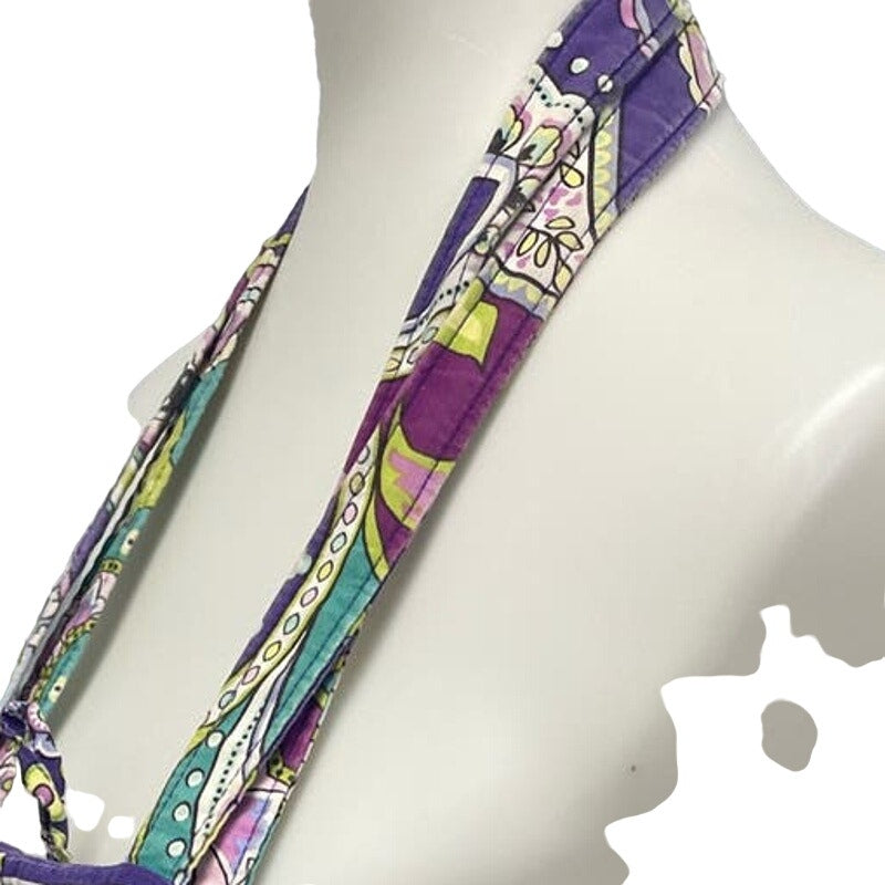 Vera Bradley Purple Blue Floral Quilted Fabric Handbag Purse Tote Bag