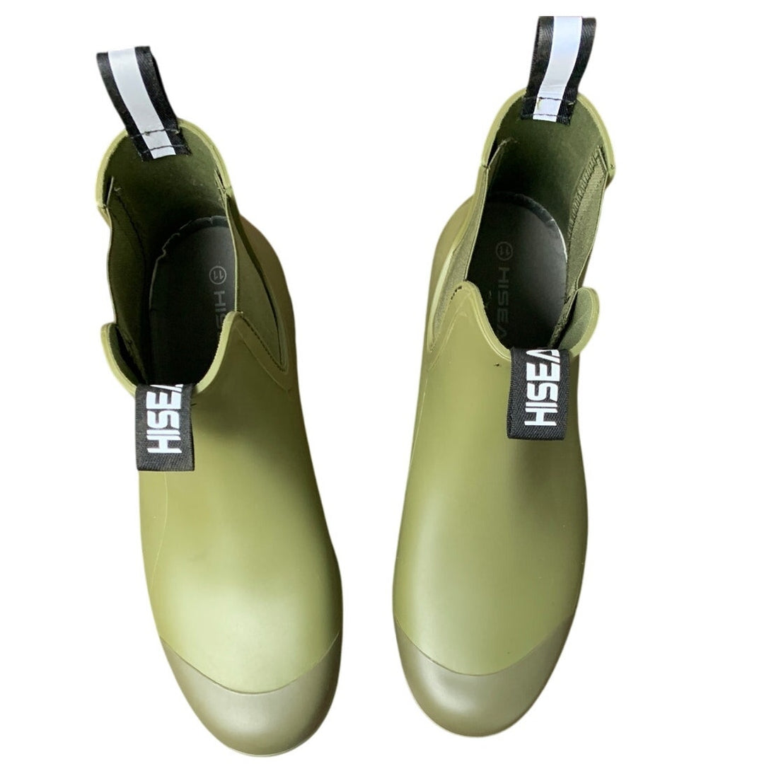 Hisea Womens Size 11 Green Short Waterproof Garden Pull On Chelsea Rain Boots