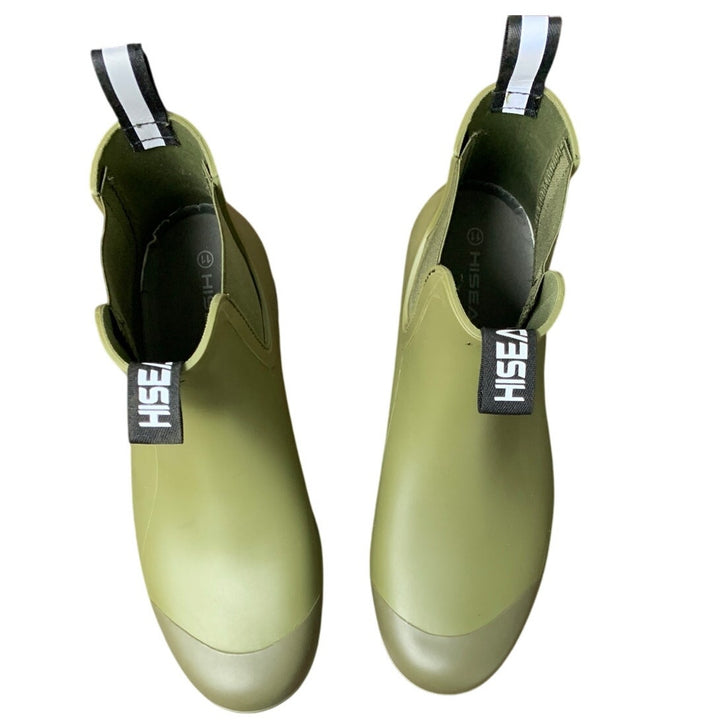 Hisea Womens Size 11 Green Short Waterproof Garden Pull On Chelsea Rain Boots