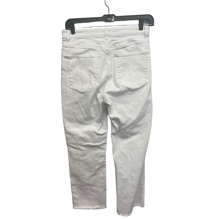 Zara Womens Size 12 Cotton Blend Rough Ankle Hem Denim White Jeans
