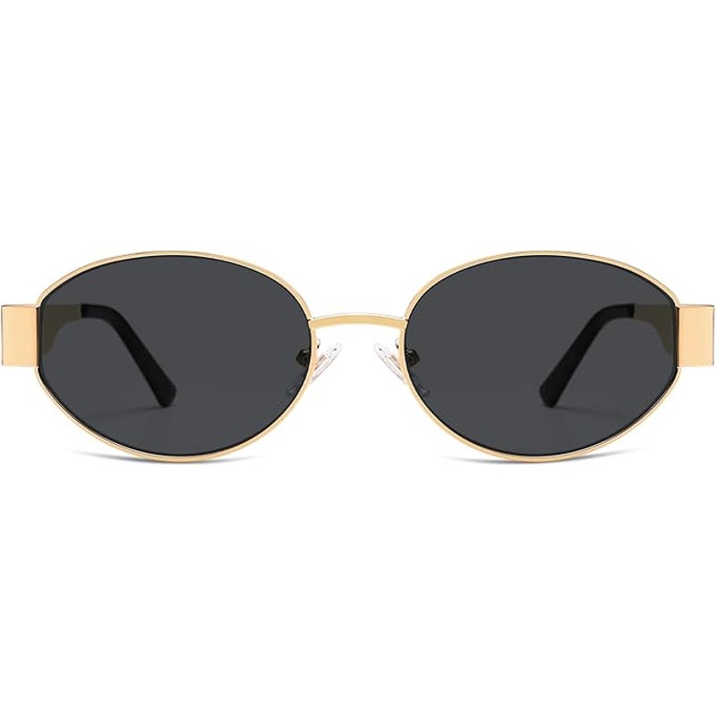 Sojos Womens Gold Frame Retro Oval UV 400 Protection Sunglasses Shades