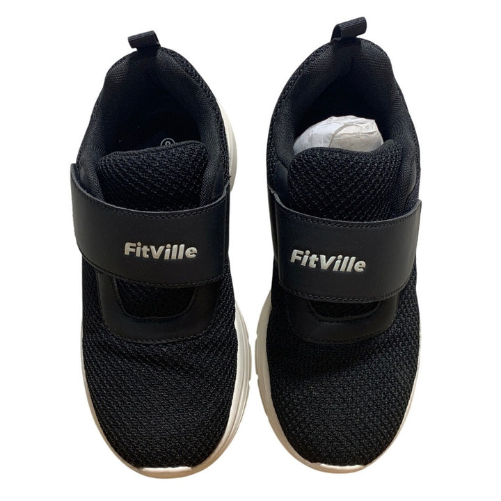 Fitville Womens Size 8 Black Sneakers Closed Round Toe Hook Loop Fastener Shoes
