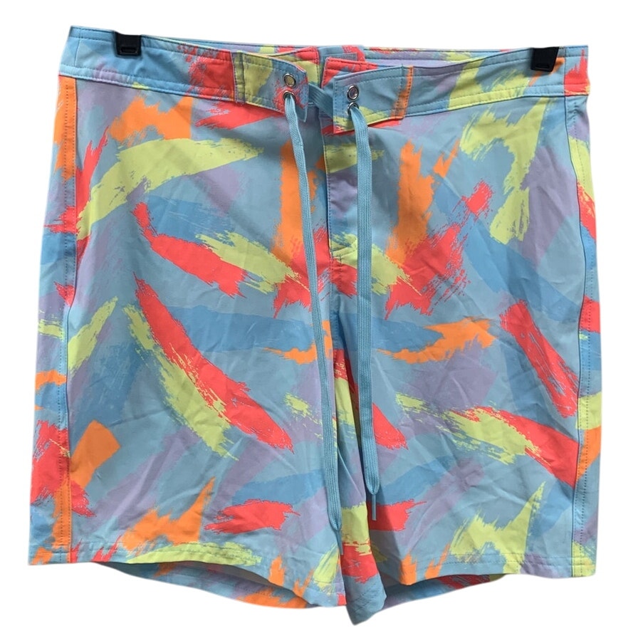 New Wild Fable Mens Small PolySpandex Mid Rise Paint Stroke Swim Shorts