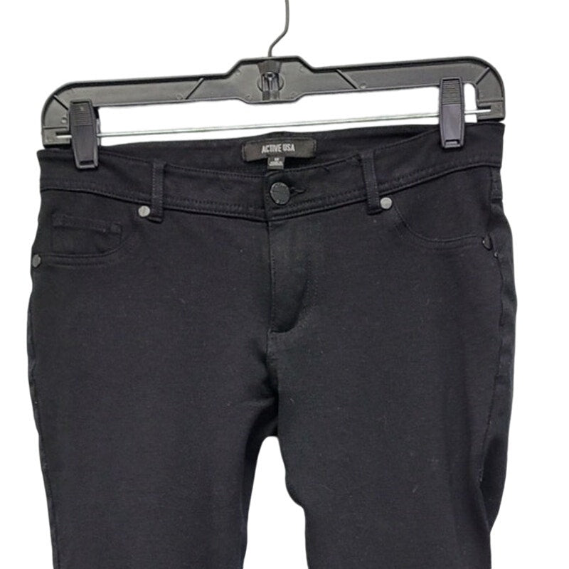 Active USA Womens Black Faux Pockets Medium Rayon Nylon Spandex Jeggings
