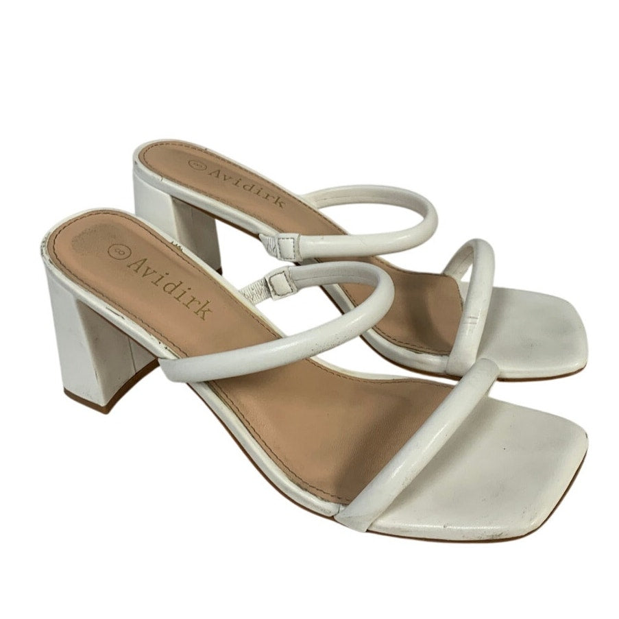 Avidirk Womens Size 8 White 3" Chunky Heel Open Square Toe Backless Shoes