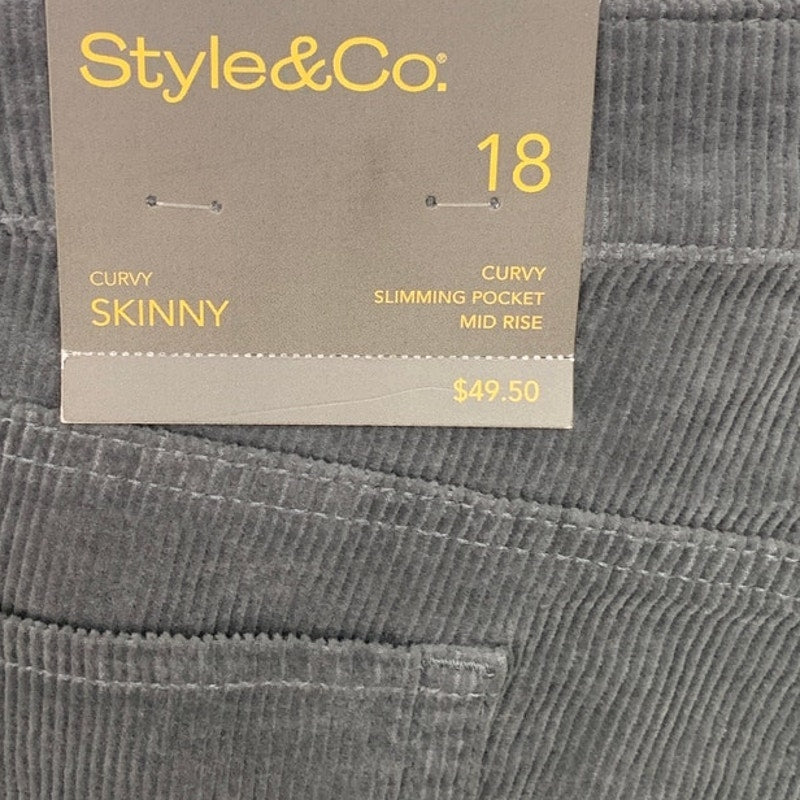 NWT New Style &amp; Co Womens Size 18 Mid Rise Curvy Skinny Stretch Corduroy Pants