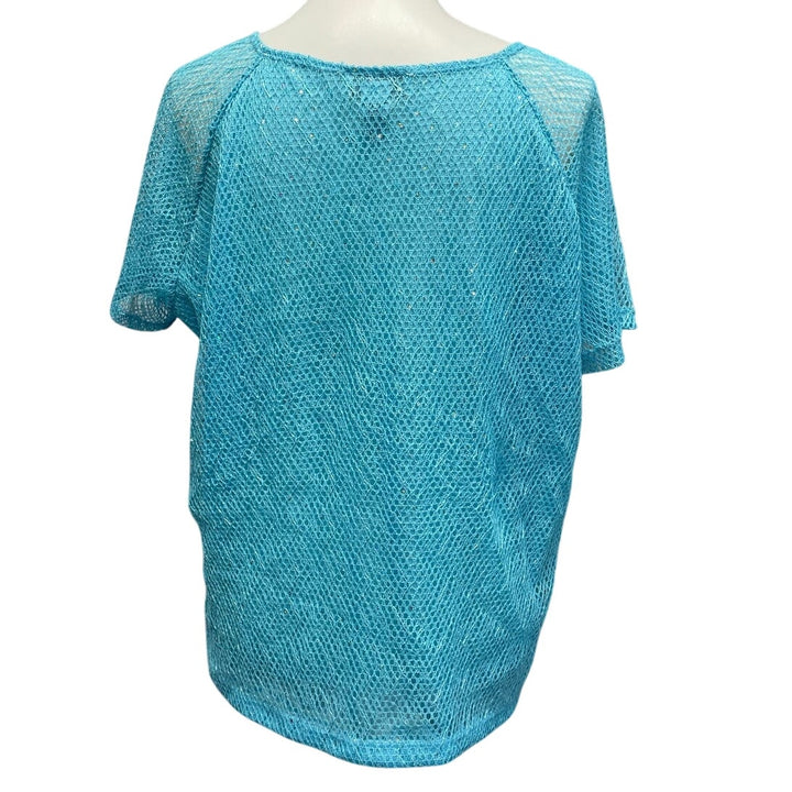Cathy Daniels Womens XL Short Sleeve Polyester Sequin Short Sleeve Crew Neck Top