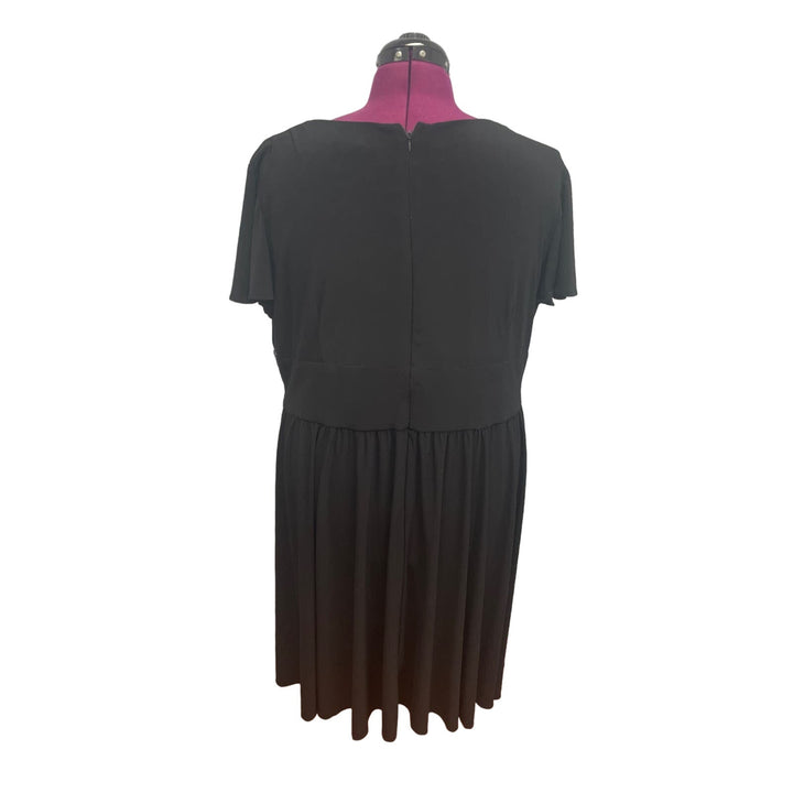 R&amp;M Richards Womens Plus Size 24W Short Sleeve Deep V Neck Beaded Waist Dress