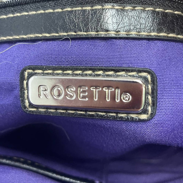 Rosetti Faux Leather Purple Double Braided Handles Handbag Purse Bag w Pockets