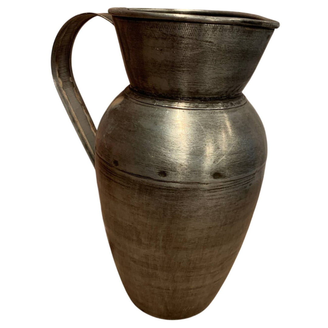 The Country House Collection Handmade Vintage Style Riveted Gray Pewter Pitcher