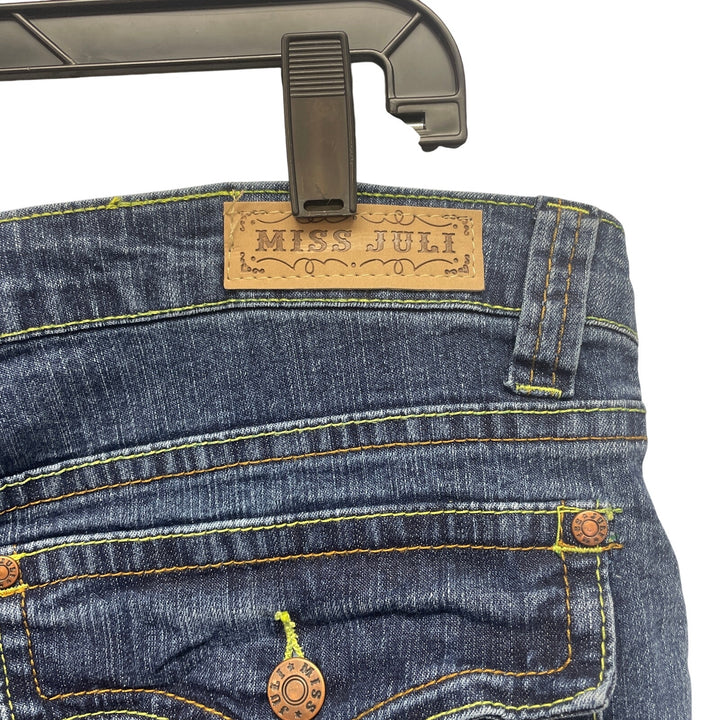 Miss Juli Plus Size 16 Stretch Cotton Blend Cool Pocket Swirl Denim Blue Jeans