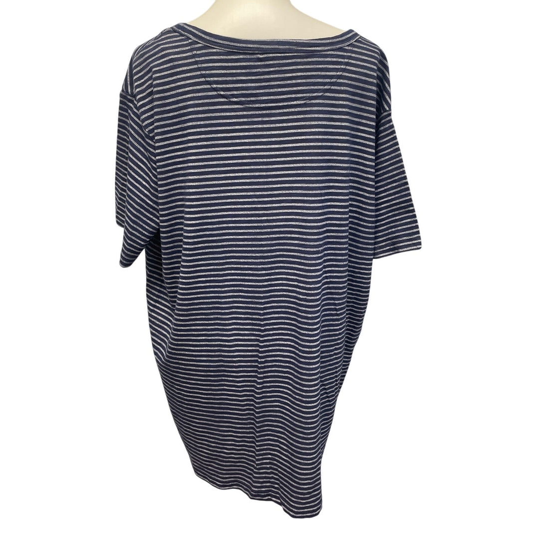 Merona Womens XXL 100% Cotton Short Sleeve Striped Short Sleeve Henley Shirt