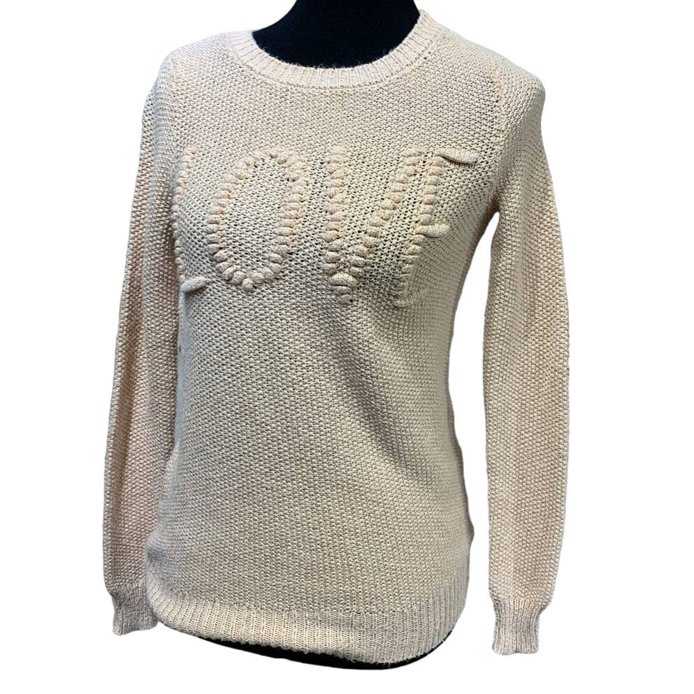 LC Lauren Conrad Womens XS Pale Peach LOVE Cotton Blend Knit Pullover Sweater