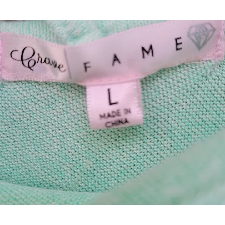 NWT New Crave Fame Womens Large Mint Criss-Cross Back Tie Front Long Sleeve Top