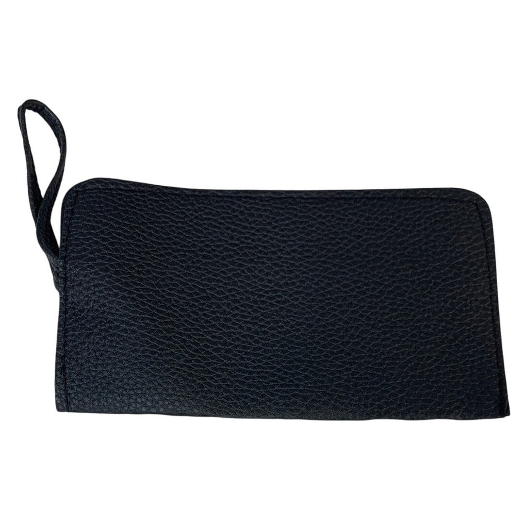 Jingpin Womens 3 Piece Small Black Faux Leather Wallet Wristlet Zipper Bag Set