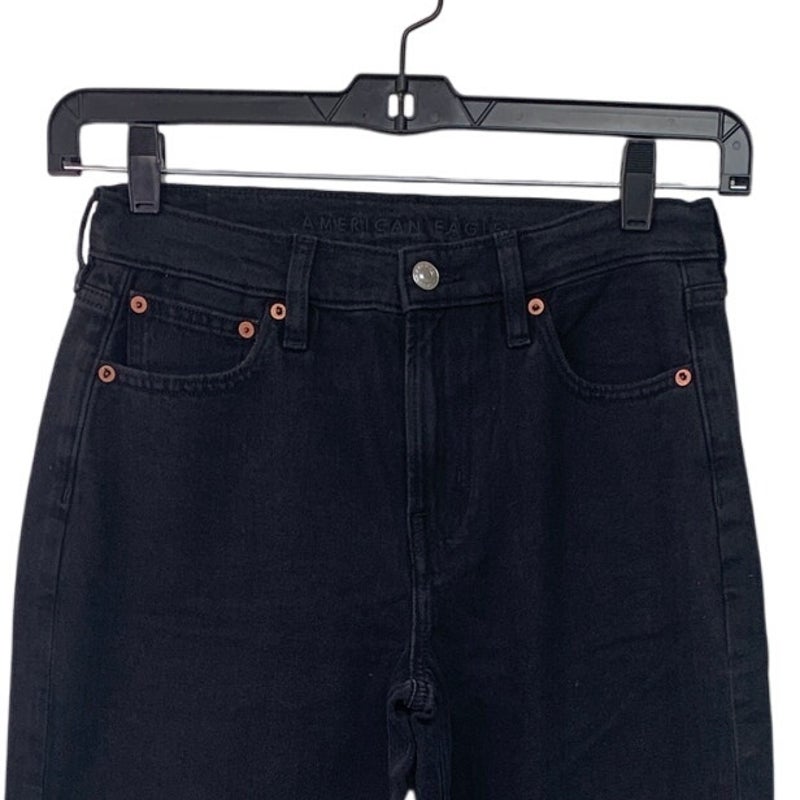 New American Eagle Womens Size 4 Regular Cotton Blend 90s Wide Leg Crop Jeans