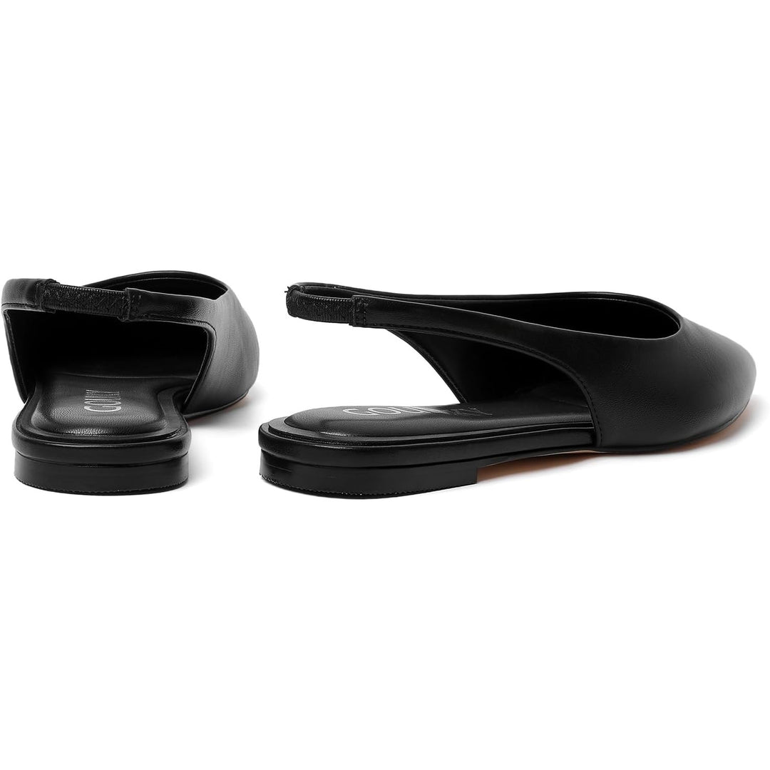 GroupSky Womens Size 7.5 Black Flats Slingback Slide On Closed Pointed Toe Shoes