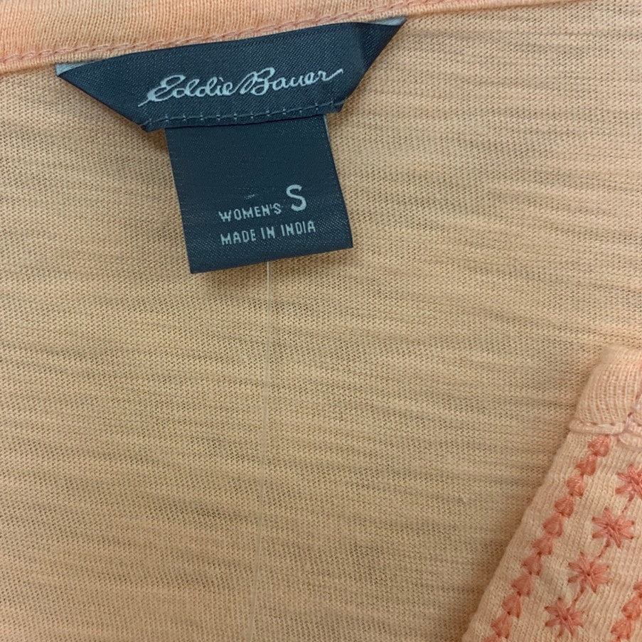 2 New Eddie Bauer Womens Small Daisy Slub Notch Neck Try Out Long Sleeve Shirts