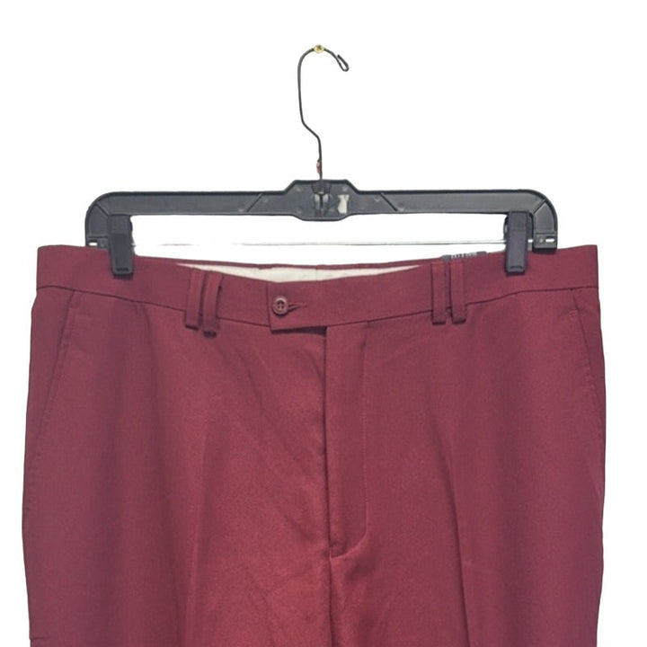 New Trust Mens 40X32 Burgundy 100% Polyester Flat Front Pants w Pockets
