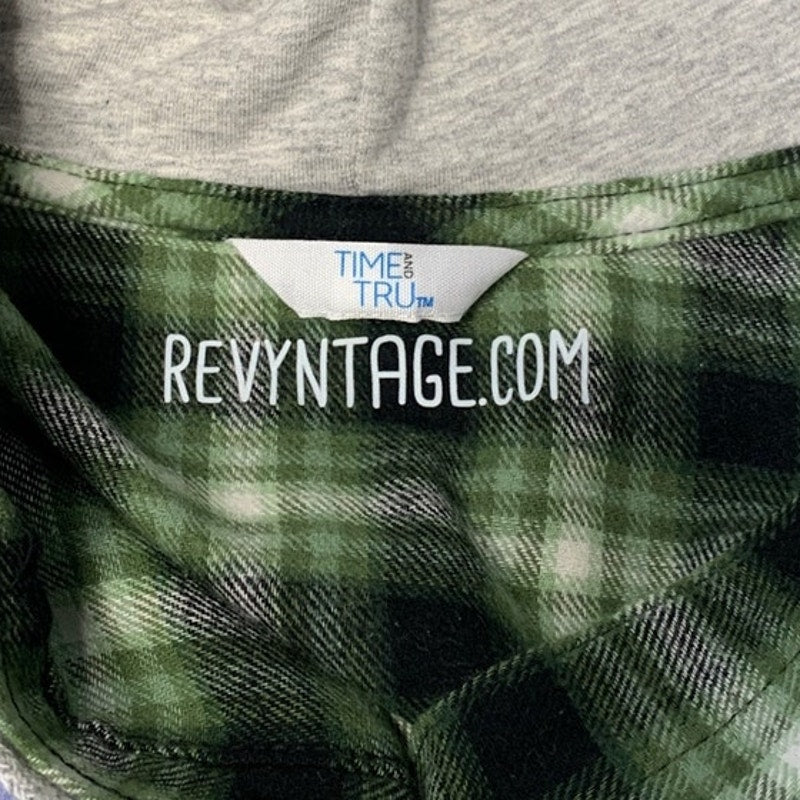 New Hand Printed Womens XXL Blue Jay Bird Plaid Flannel Long Sleeve Hoodie
