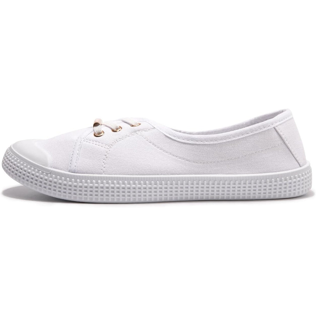 Supkicks Womens Size 9 Basic White Gold Accent Slip on Canvas Sneakers Shoes