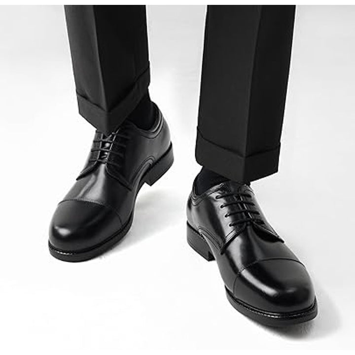 Bruno Marc Mens Size 8.5W Wide Black Lace Up Classic Oxford Dress Cap Toe Shoes