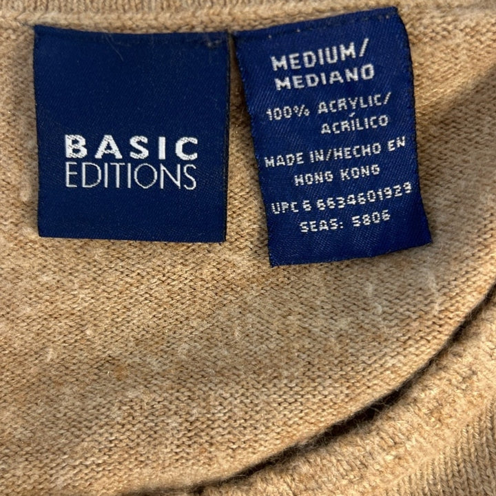 Basic Editions Womens Medium 100% Acrylic Long Sleeve Crew Neck Sweater