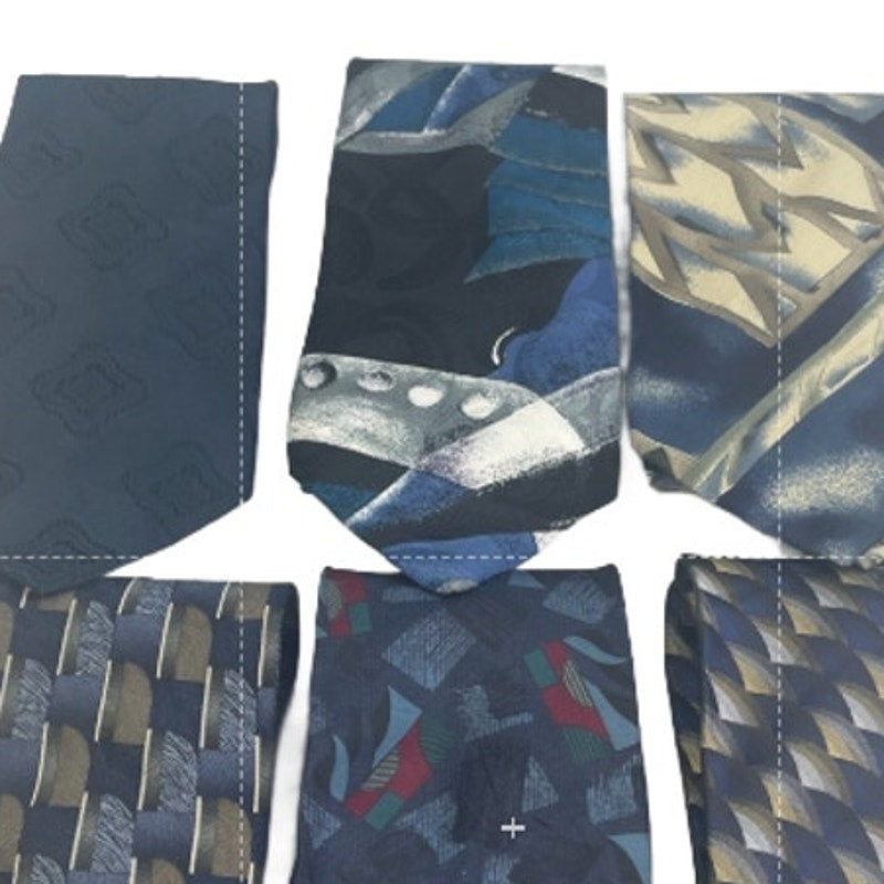 Lot of 6 Gold Blue Paisley Floral Solid Vintage and Modern Mens Neck Ties