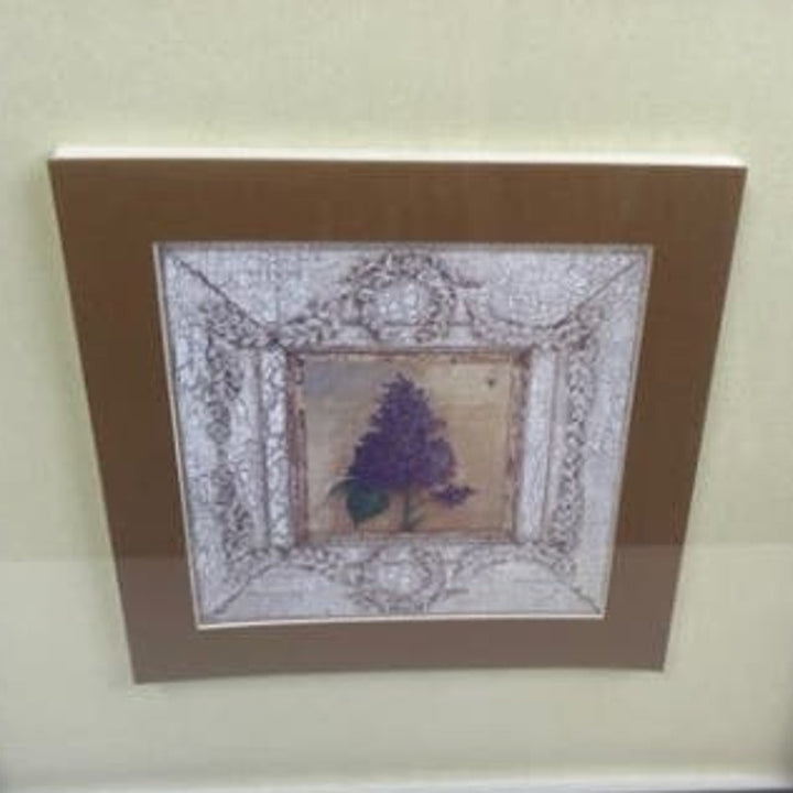 Rustic Flower Pansy Hyacynth Violet Square Matted Framed Wall Art Artwork Pair
