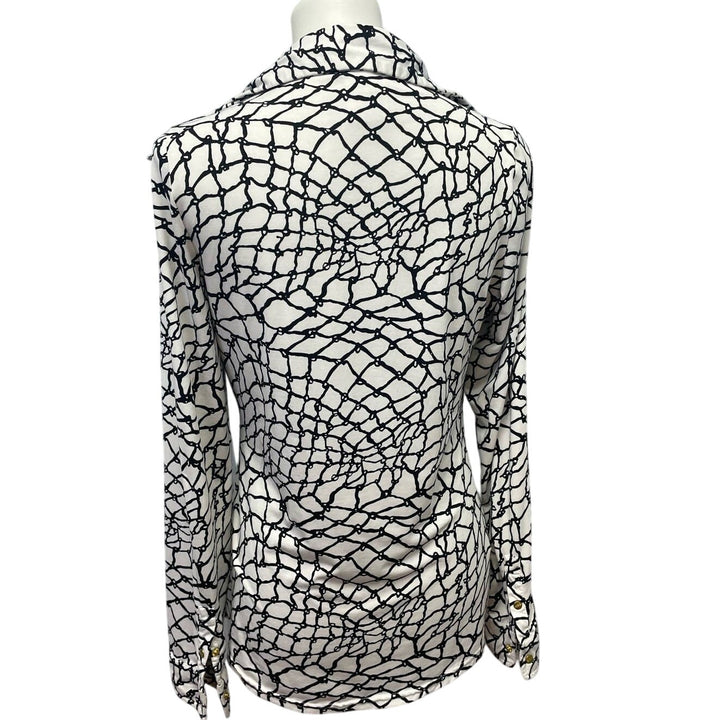 BCBGMAXAZRIA Womens Medium Layered Look Gold Snap Up PolyBlend Top Blouse