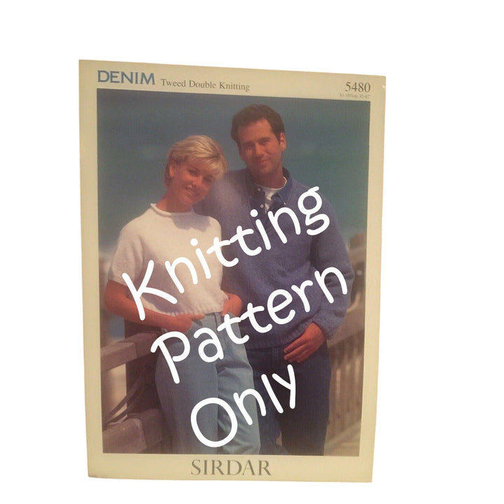 New Sirdar 5480 Denim Tweed Double Knitting Mens Womens Pullover Sweater Pattern