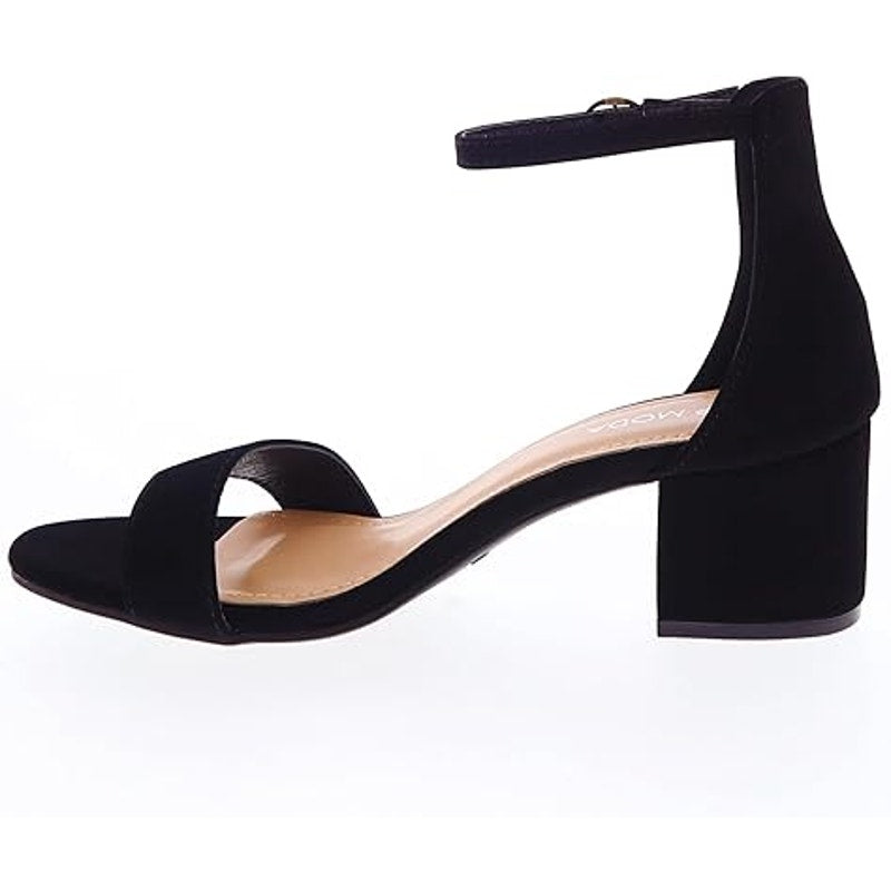 Top Moda Womens Size 6 Darcie Black Faux Leather Open Toe 2" Block Heel Shoes