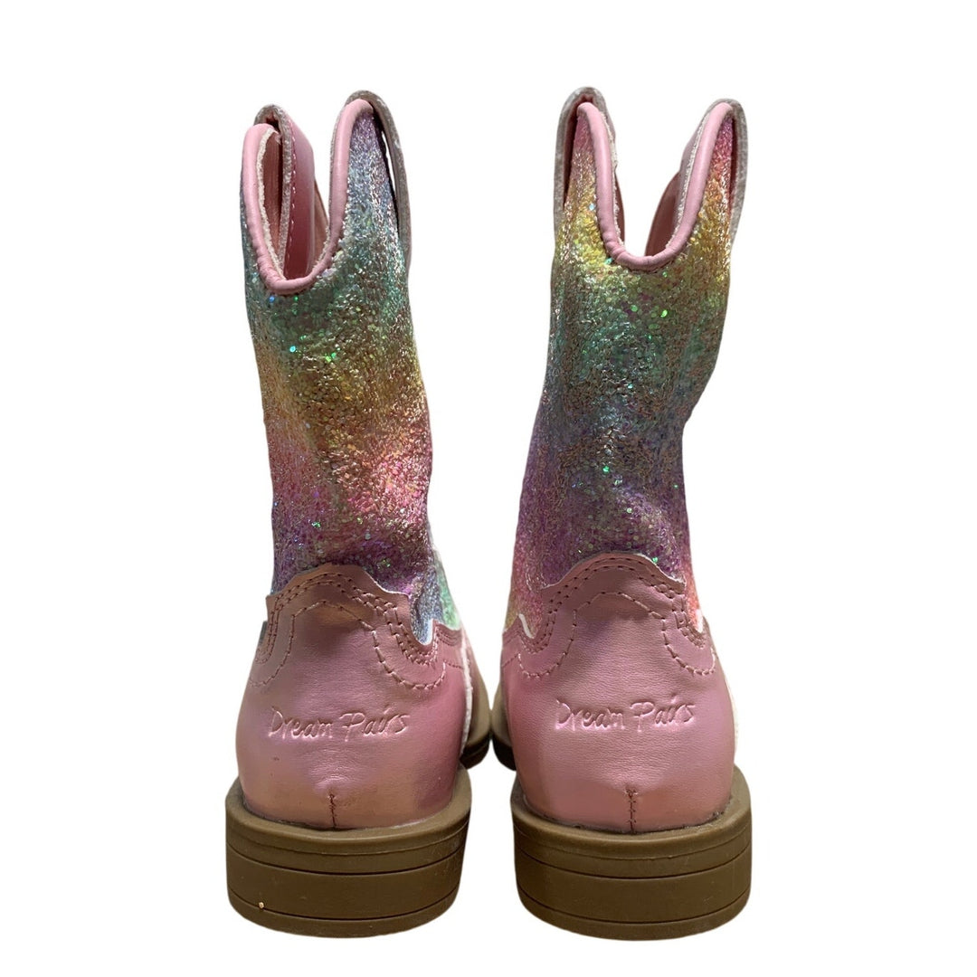 Dream Pairs Girls Size 7 Pastel Glitter Pull On Low Heel Western Cowboy Boots
