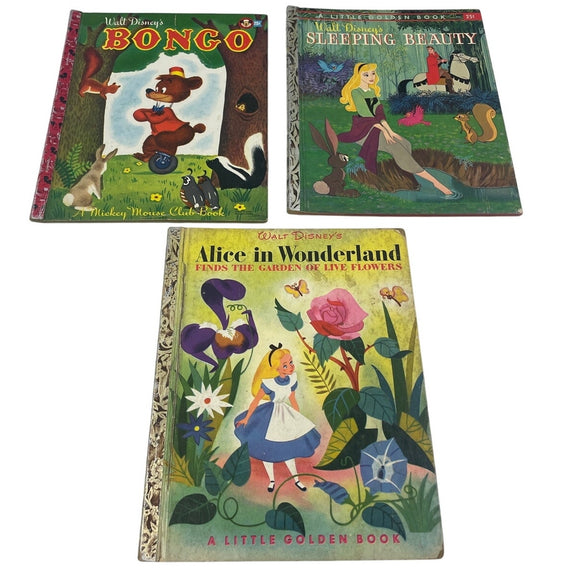 Vintage 1948 1951 1957 Walt Disney Bongo Sleeping Beauty Alice Wonderland Books