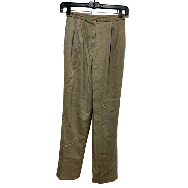 Vintage Size 8 Fully Lined Pleated Front Straight Leg Wool Blend Career Pants