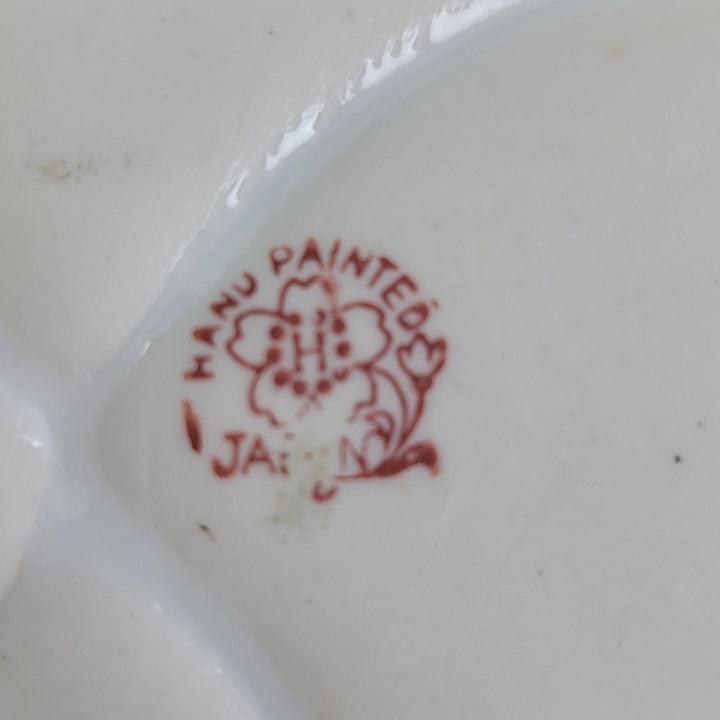 Vintage Japan Hand-Painted Floral Divided Fine China Dish, 10 × 7 Inches